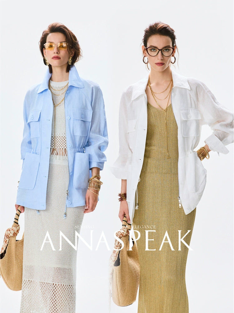 ANNASPEAK  linen light drawstring shunting jacket-SAYE.