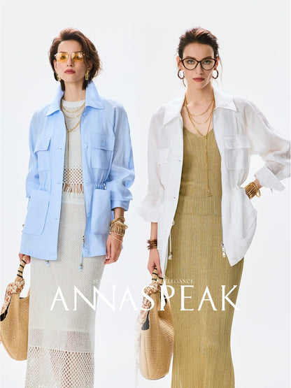 ANNASPEAK  linen light drawstring shunting jacket-SAYE.