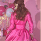 Le Palais vintage Barbie pink chunky satin full skirt long coat - Keni