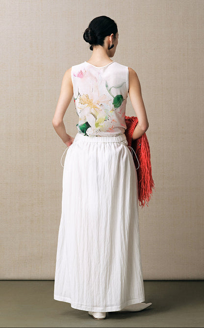 ZHUCHONGYUN white pleated adjustable pocket cocoon-shaped straight skirt-NODE.