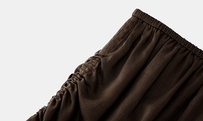 ZHUCHONGYUN ramie transparent and light texture pleated simple long skirt--MARIE.