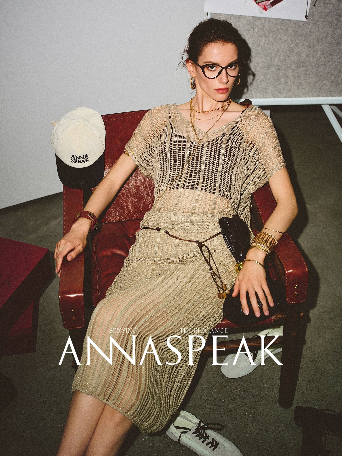 ANNASPEAK Lightweight and breathable cut-out fine glitter top skirt set summer-TOSE.