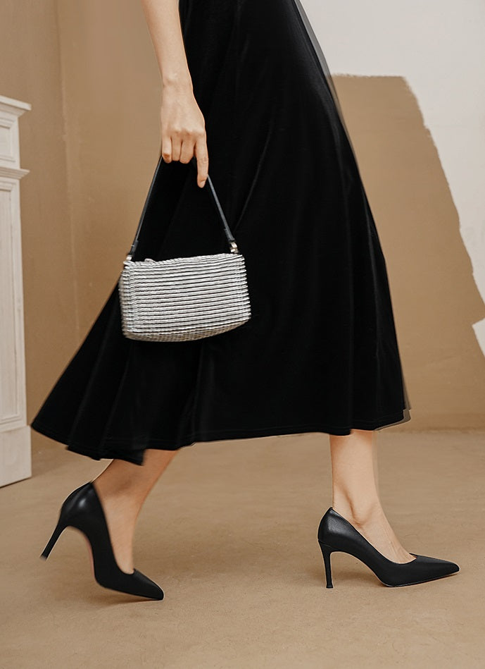 Pjjuu Black Professional Soft Leather Women's Stiletto pumps - DANIEL