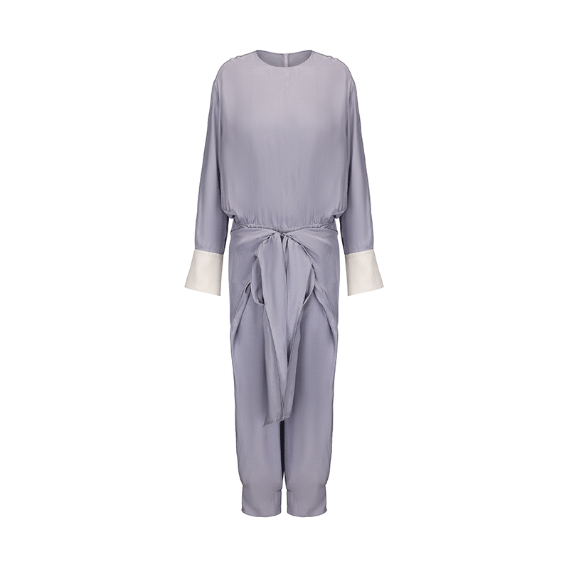 ATELIER MISS LU  Ring Stitch Flying Disc Design Acetate Jumpsuit - ANDREA.