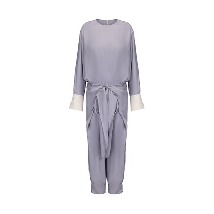 ATELIER MISS LU  Ring Stitch Flying Disc Design Acetate Jumpsuit - ANDREA.