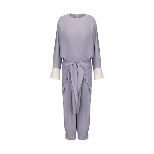 ATELIER MISS LU  Ring Stitch Flying Disc Design Acetate Jumpsuit - ANDREA.
