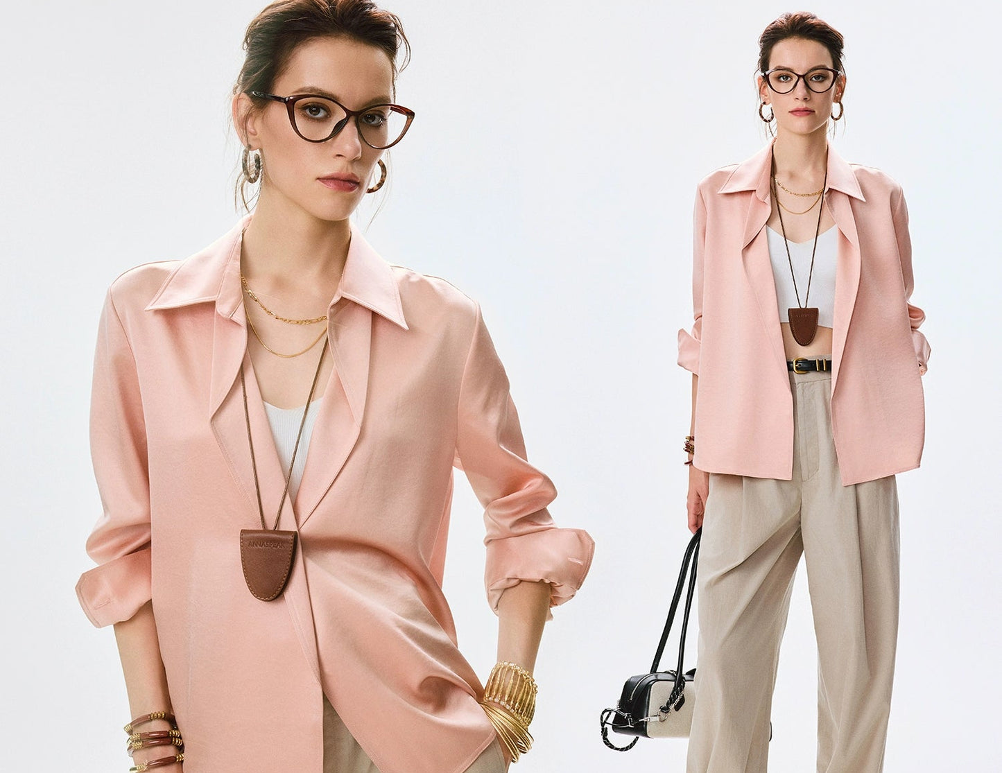 ANNASPEAK  lapel pink shirt-FLIN.