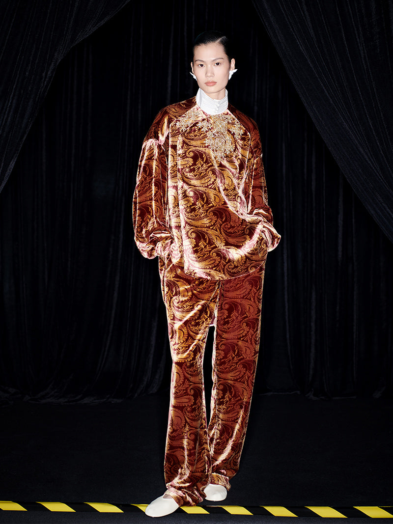 M essential Mackay designer embroidery oversized shirt pants set - calm.