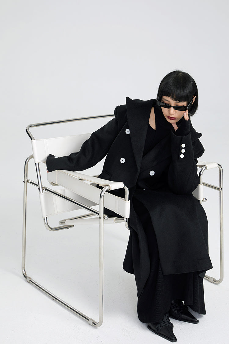 TINY IN Maxi double-breasted women's wool coat jacket - INO