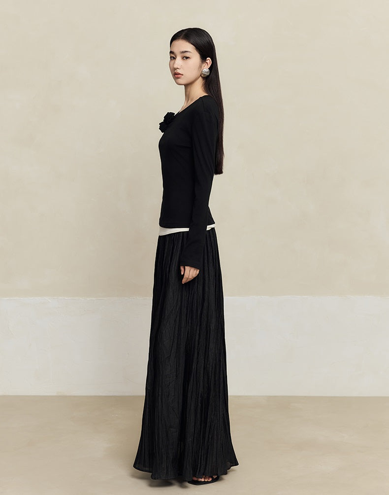 HECO three-dimensional handmade rose wool black knitwear women - throne.