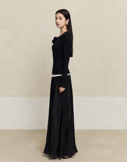 HECO three-dimensional handmade rose wool black knitwear women - throne.