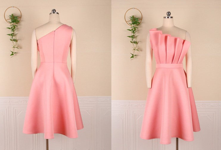 DOLLY Elegant Off Shoulder Pleated Ruffle Tube Top High Wait Midi Dress-LLA