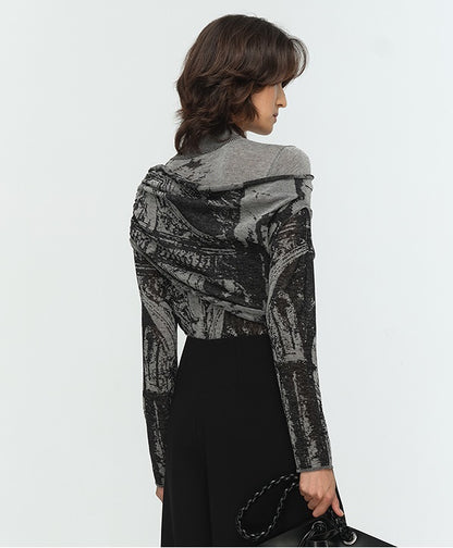 COMME MOI Lu Yan designer's new women's two-piece jacquard wool knitted sweater- TERRA.