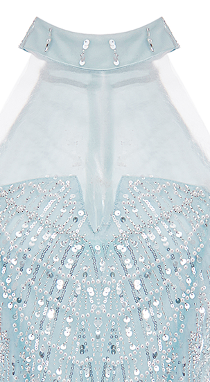 Wardrobes by Chen Luxury Diamond Chain Tassel Fur Coat/Beaded Jumpsuit-Divine