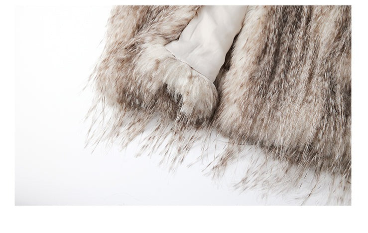 LEDIM W V-Neck faux fur long winter jacket coat - Mob wife