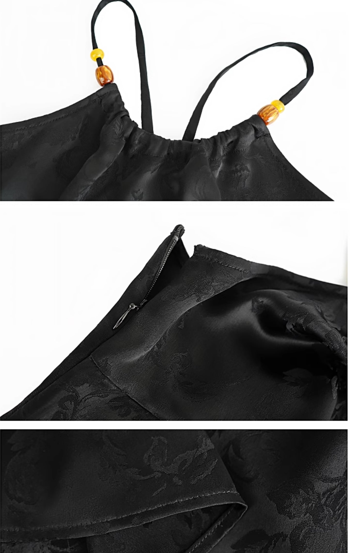 HECO Chinese Jacquard Halterneck Slip Dress  - KNO .