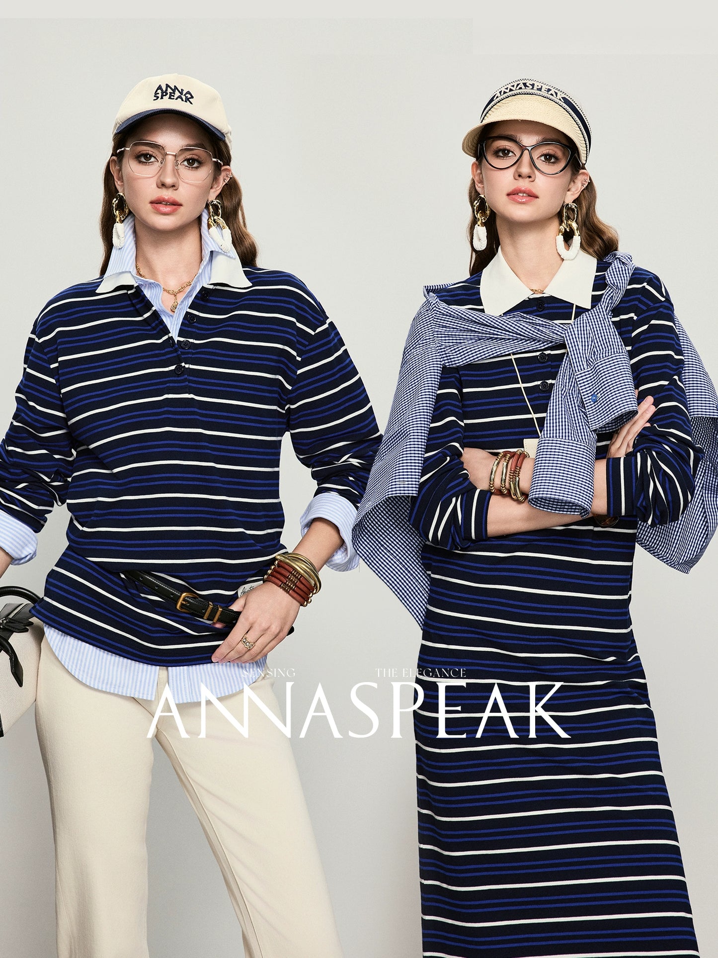 ANNASPEAK color loose striped knit long dress-MUA.