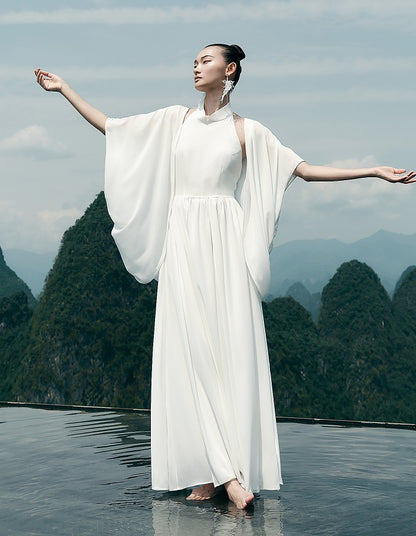 HECO Chinese Slightly Transparent Flowing Shawl Outer Jacket Fairy cape top - TRUST.