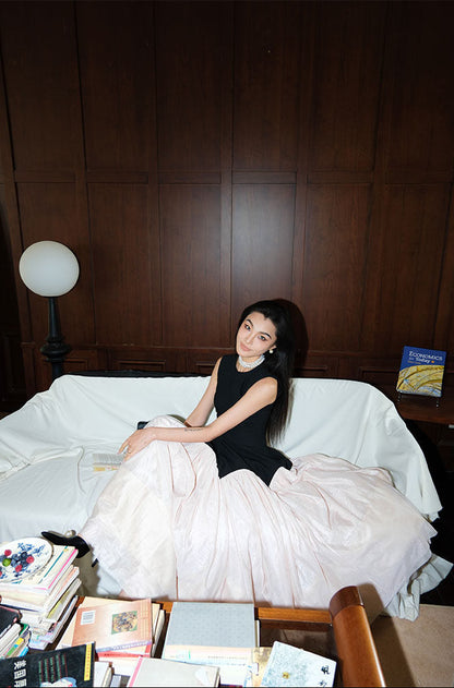 MEI SANGUAN Black and White Tulle Dress - ORION