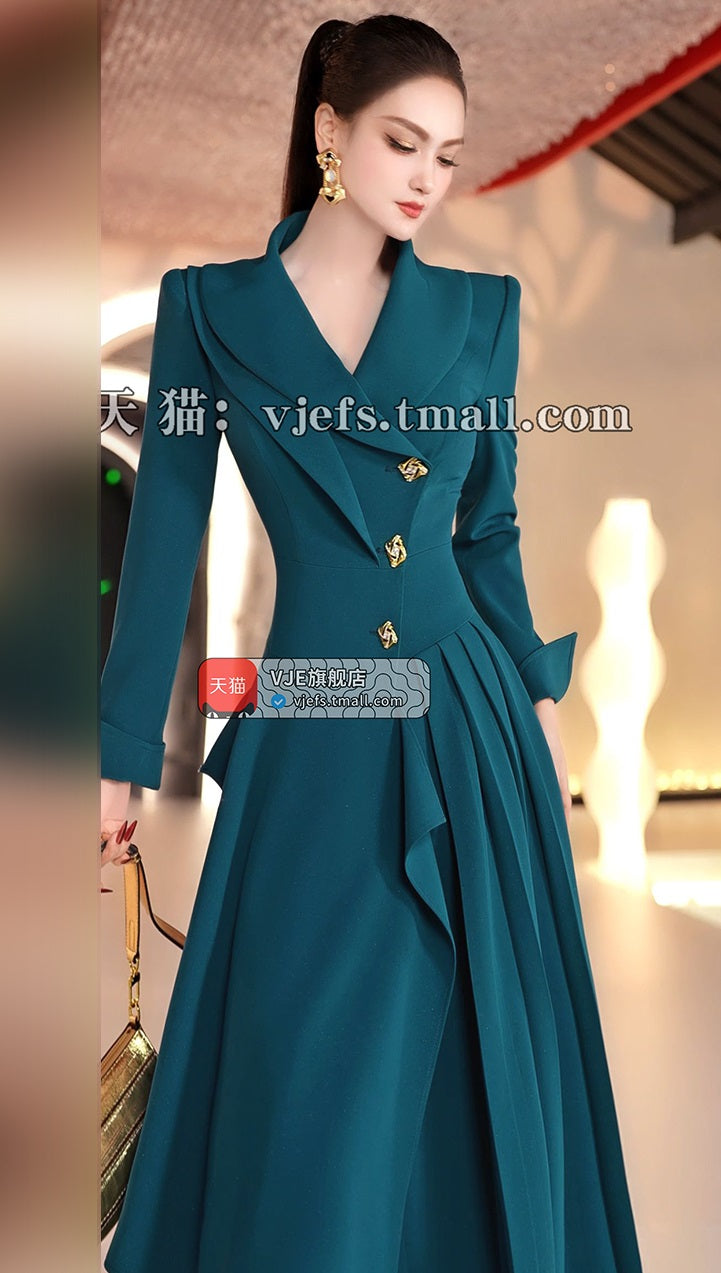 VJE double-collar long sleeved  trench coat maxi dress - JUN.
