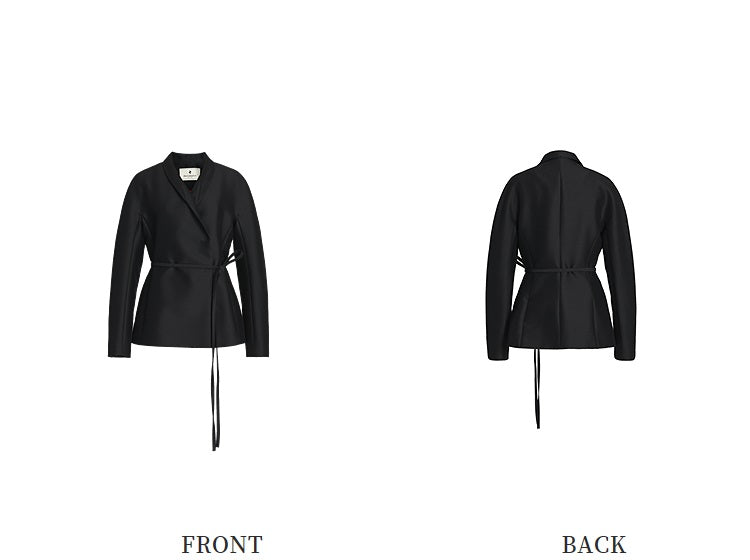 ZHUCHONGYUN curved stand-up collar slanted placket trench coat jacket-RUMI.