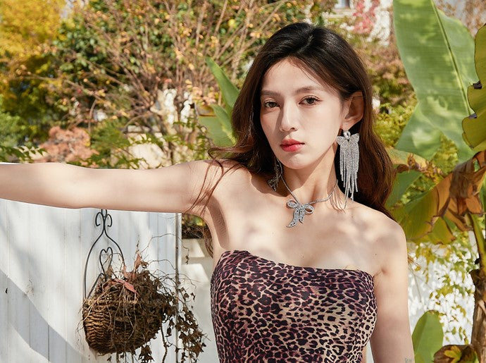 DOLLY Elegant White Diamond Tassel Earring-NONNA