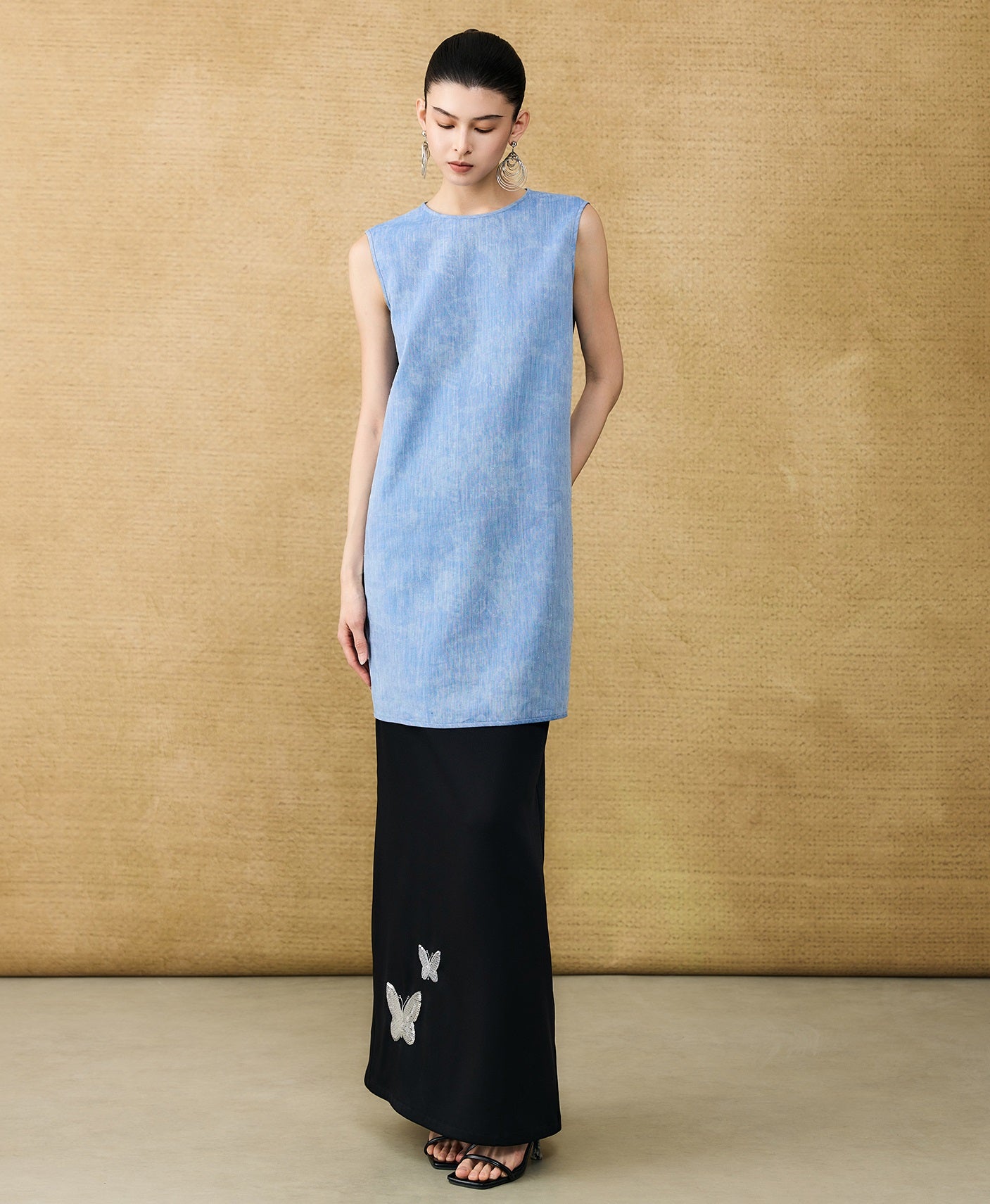 HECO Chinese women's summer  diamond blended linen vest dress - SWET.