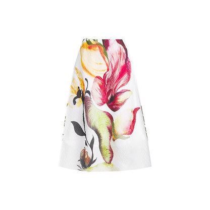 ZHUCHONGYUN Chinese mulberry silk V-neck sleeveless printed top and A-line skirt-BRAUS.