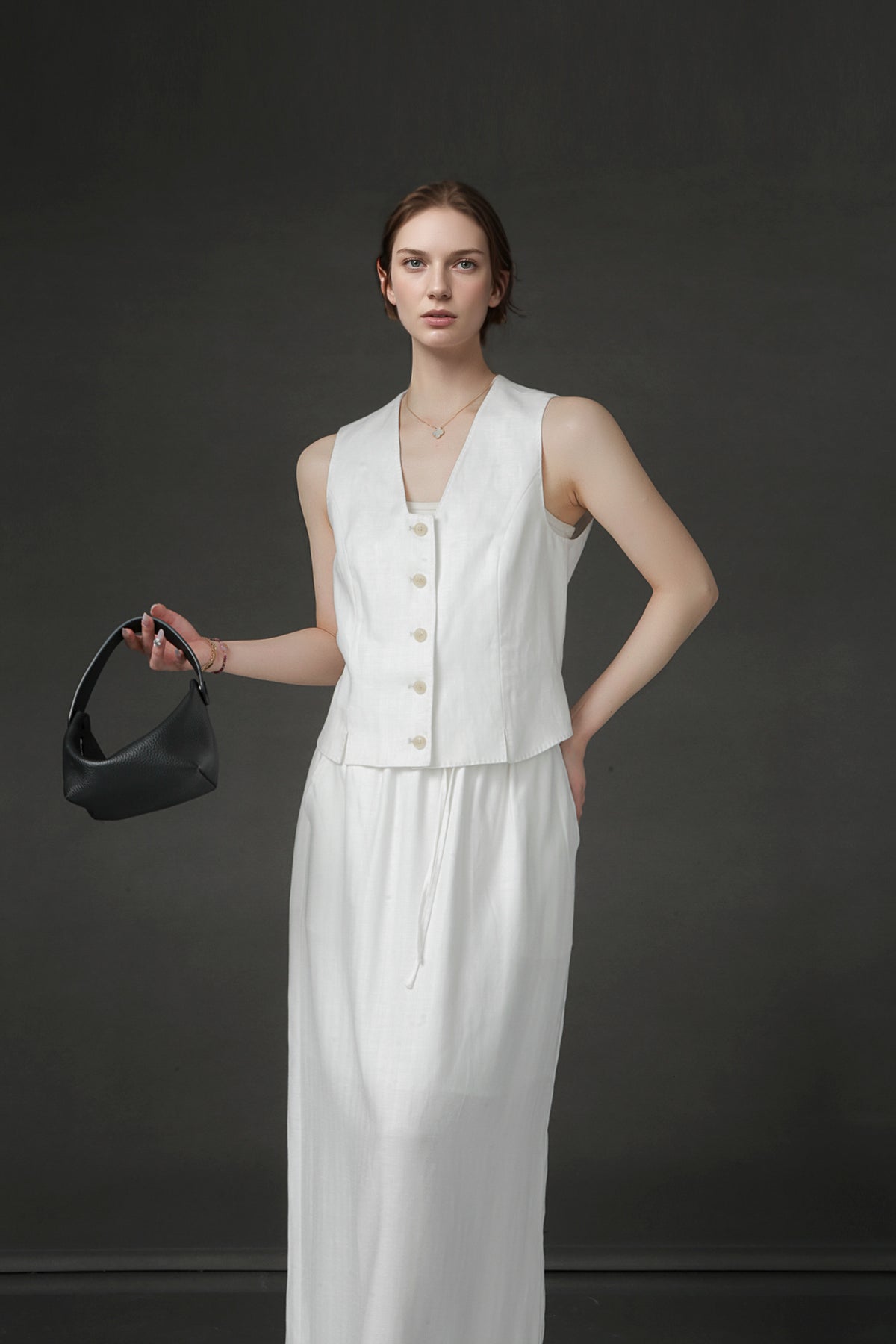 PIAOIN Women's Light Luxury Tencel Linen Skirt - GEMMA