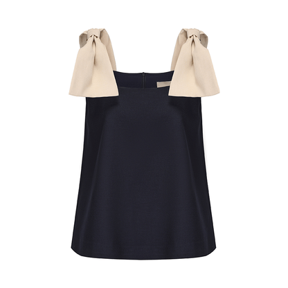 ATELIER MISS LU Contrasting Styling Ribbon A-Line Top -JACK.