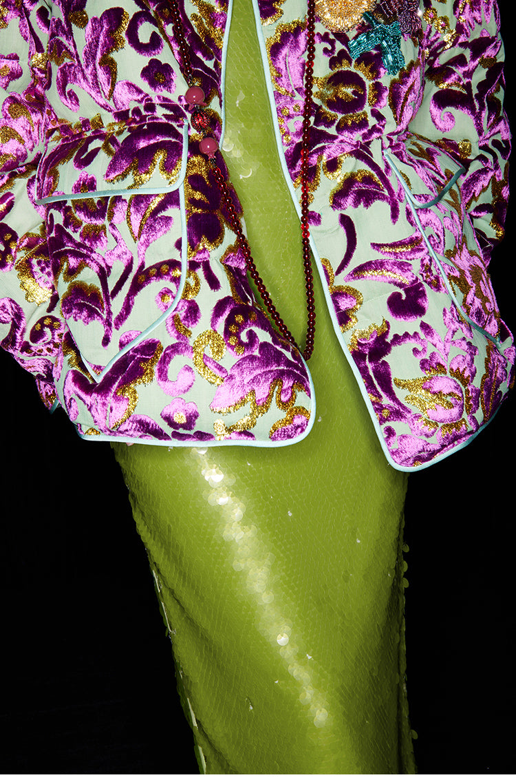 M essential Mackay designer Barcelona colourful iron-embroidered jacket dress set- four.