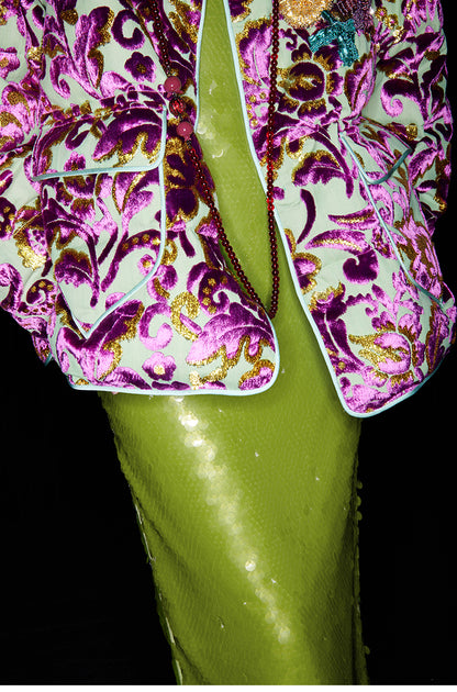 M essential Mackay designer Barcelona colourful iron-embroidered jacket dress set- four.