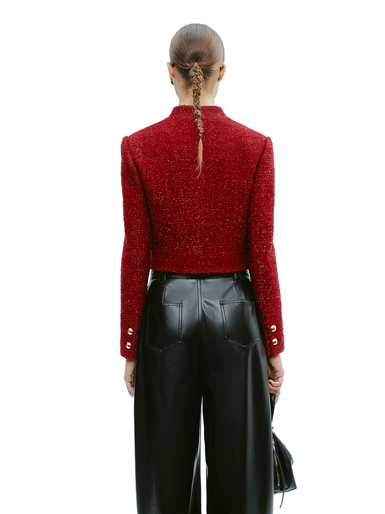 YES BY YESIR Sheep Wool Short Red Jacket - ATTENT.