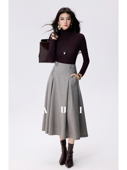 AUI Sheep Wool Black Turtleneck Sweater Slim Knit Base Jacket -  Su-Ho.