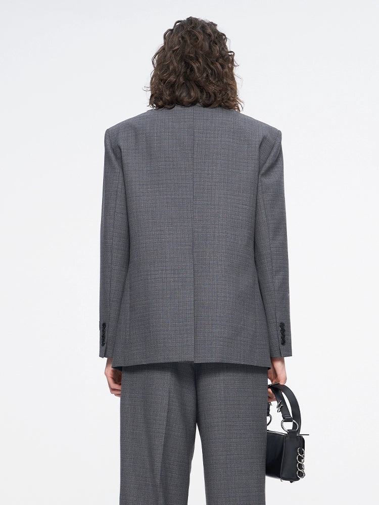 ANNAKIKI Women's Niche Wool Irregular Shape Blazer Jacket-HIROSHI