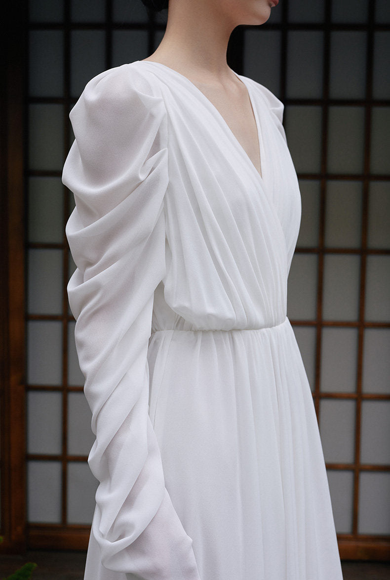 GOUDIN white bridal dress robe cool niche light luxury dress-NIMO.