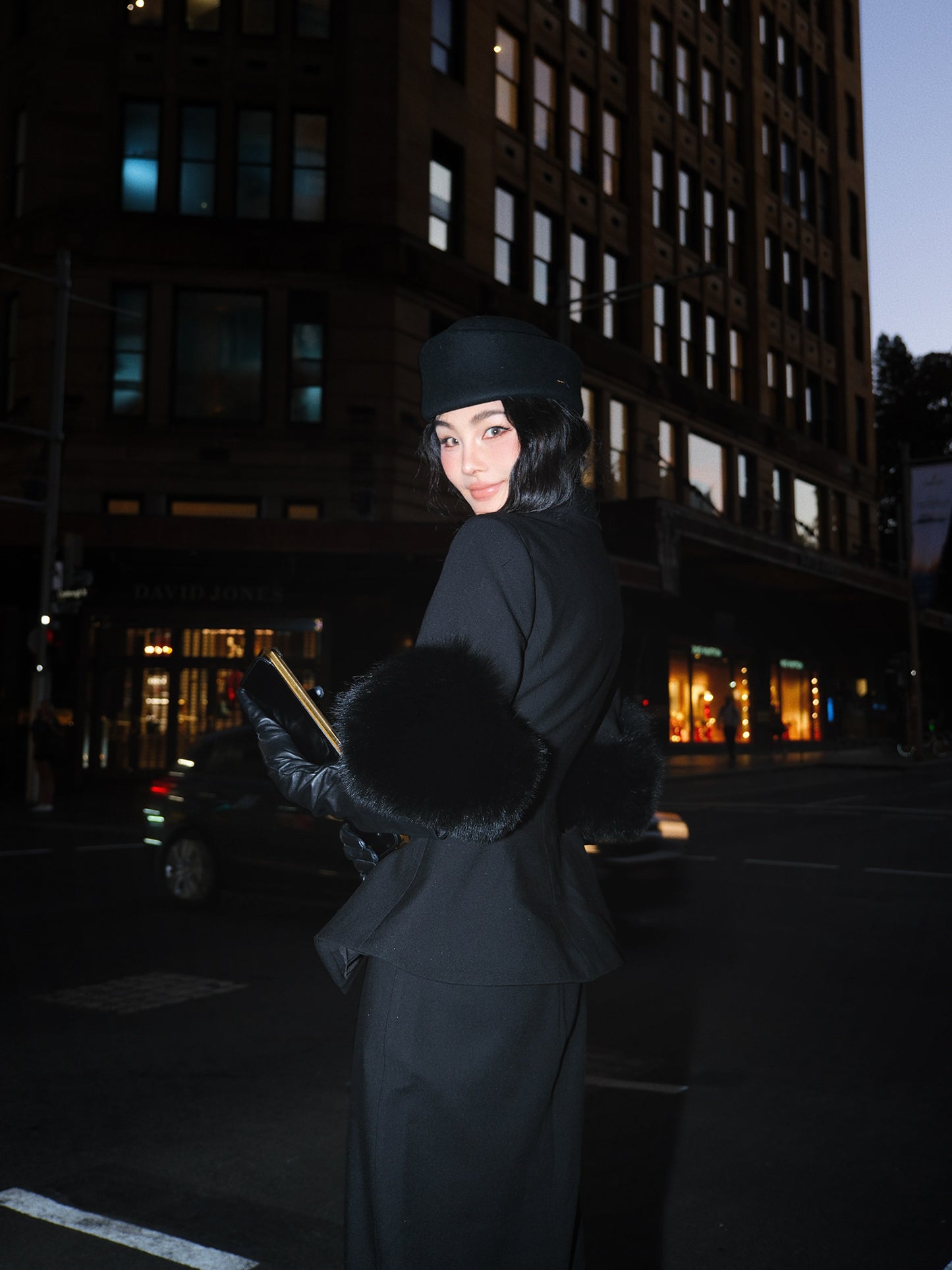 MEI SANGUAN Black French Retro Single-Breasted Jacket
