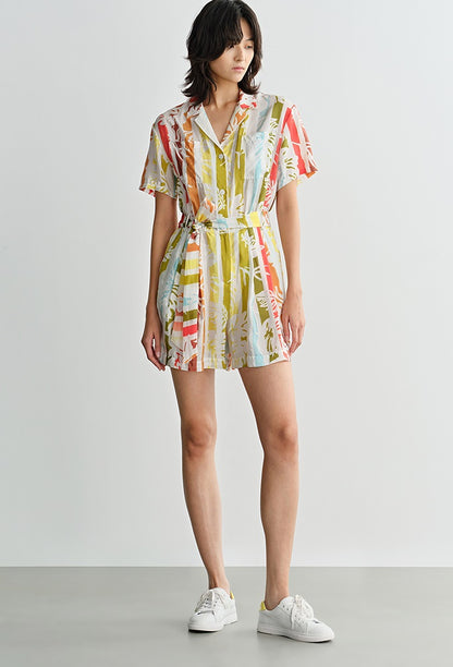 COMME MOI Lv Yan designer summer beach vacation short sleeve printed jumpsuit - SOPHIA.