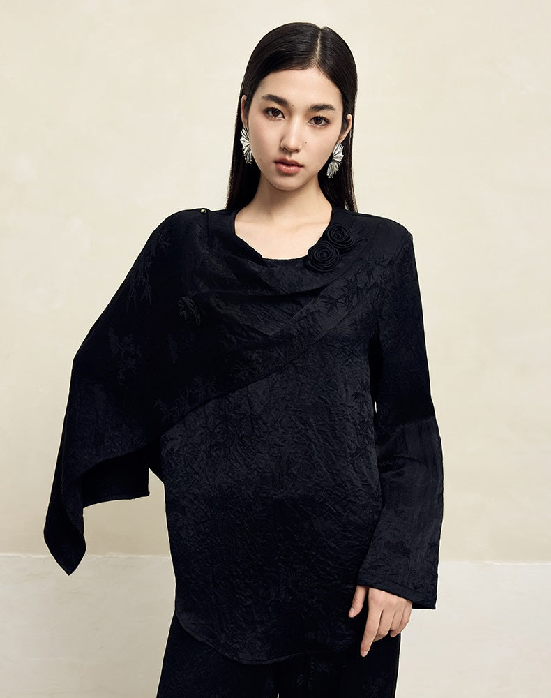 HECO Acetate texture Handmade Rose Top Women - DARK.