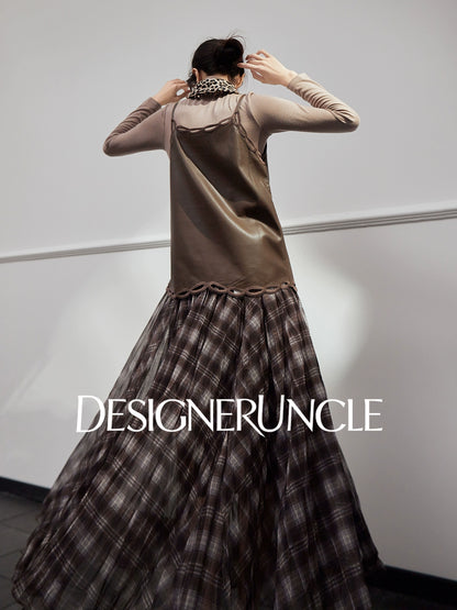 DGU "Wind Hidden Woman" maroon suspender layered slimming layered top - LAYE.