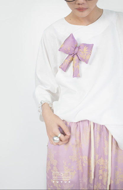 TUYUE White Simple Three-quarter Sleeve Top - BAMBI.