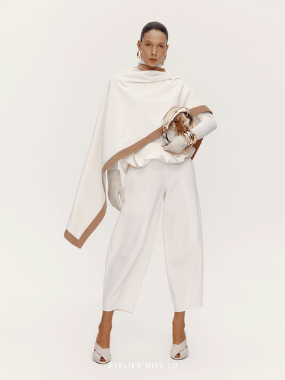 AtelierMissLu [Queen of the Moon] Old Money Style Contrasting Sheep Wool Blend Scarf - TENSE