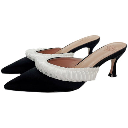 B-FEI French Semi-Drag Pointed Toe Mid-Heel-CHROLLO.