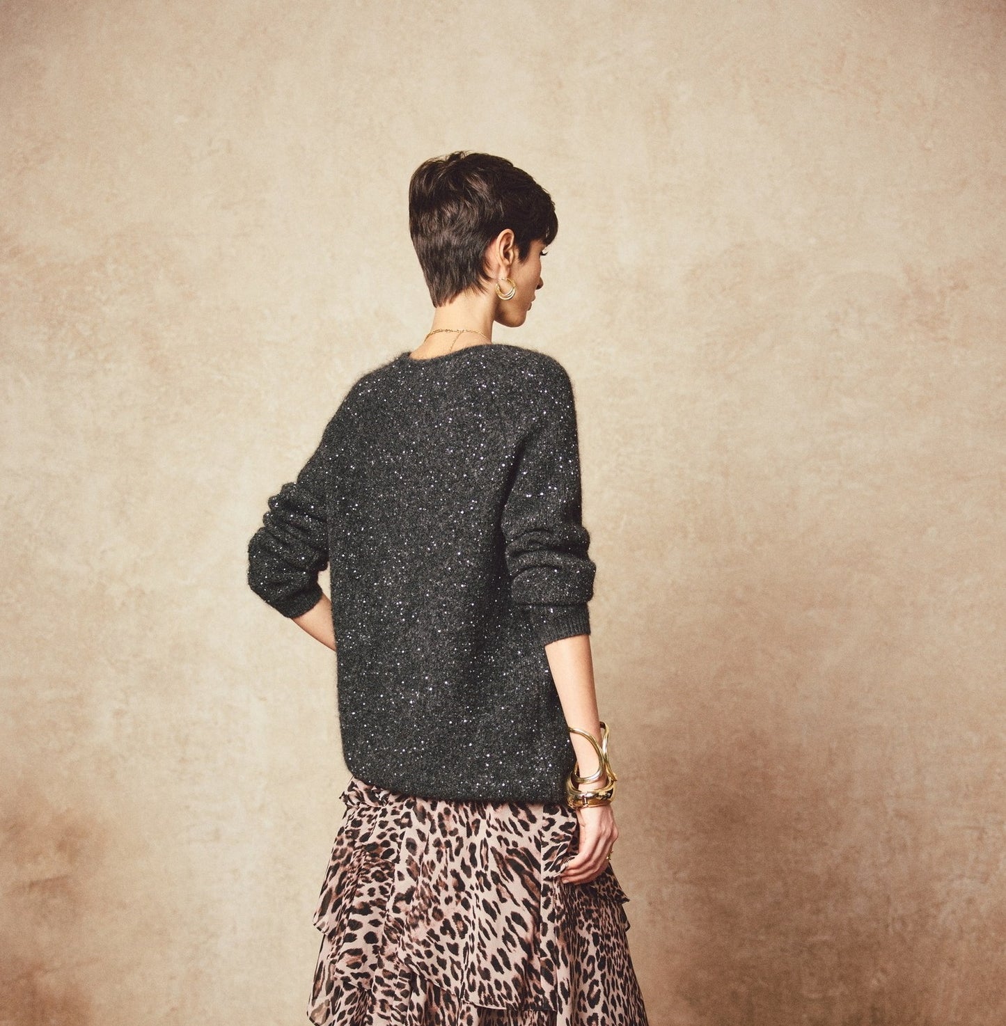 ANNASPEAK "Wilderness" layered leopard print flowing chiffon skirt-DIOR.