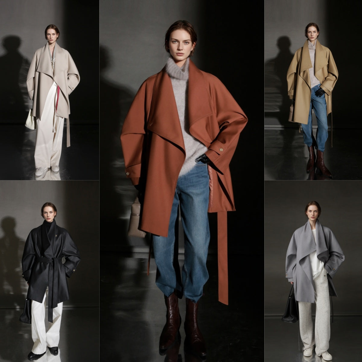 PIAOIN Silhouette design short windbreaker women's luxury jacket commuter-JEAN