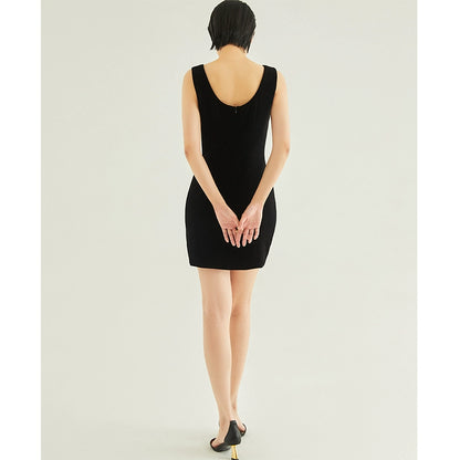 GOUDIN women's short velvet black banquet light luxury dress-KIMO.