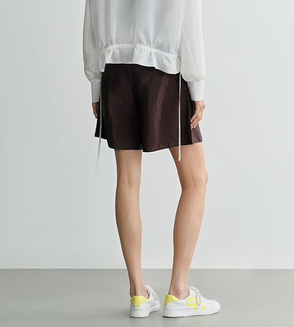 COMME MOI  summer brown high-waisted shorts - CHLOE.