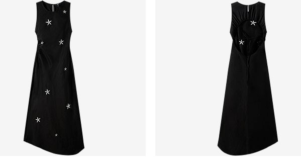 COMME MOI summer backless embroidered beaded black dress - BIANCA.