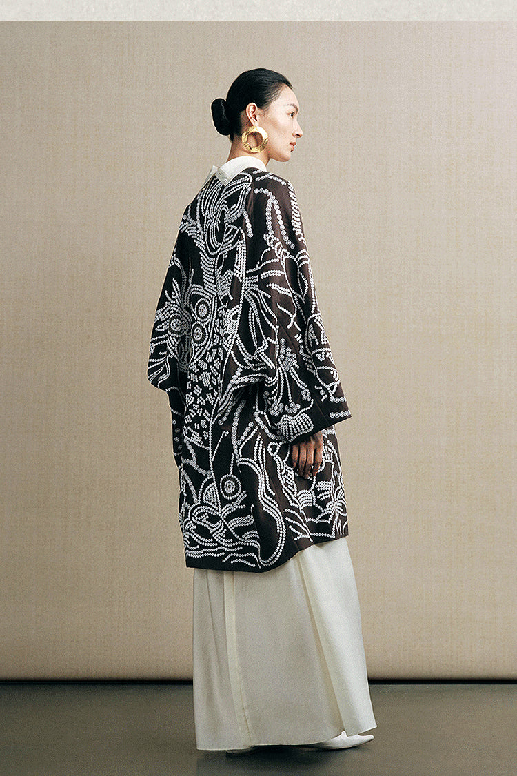 ZHUCHONGYUN heavy beaded embroidered linen vest-SNAIL.