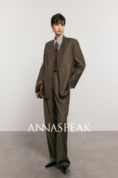 ANNASPEAK Worsted Wool Flannel Suit Vest Pants Set-OSAR.